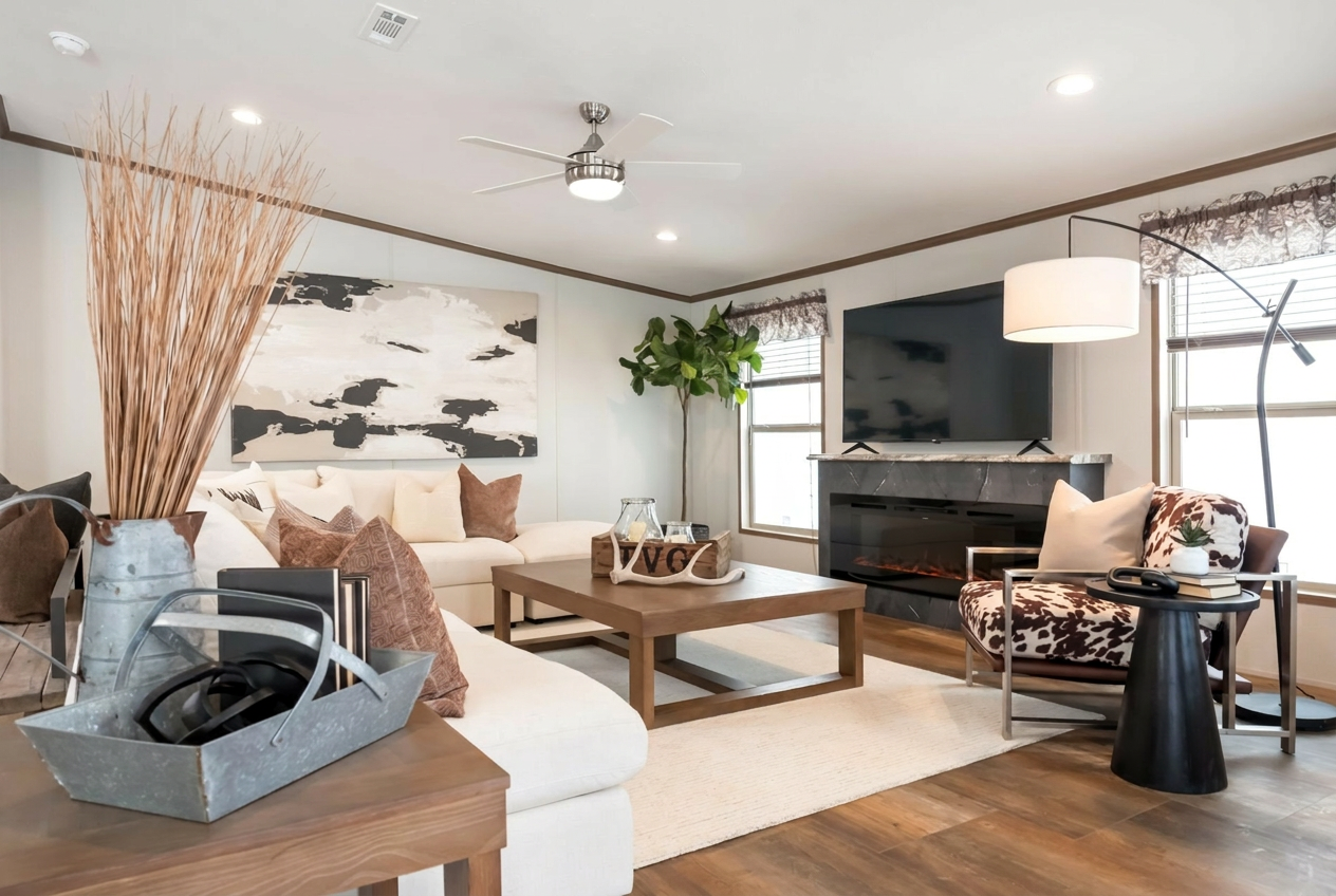 Aurora 3 bedroom doublewide manufactured home living room