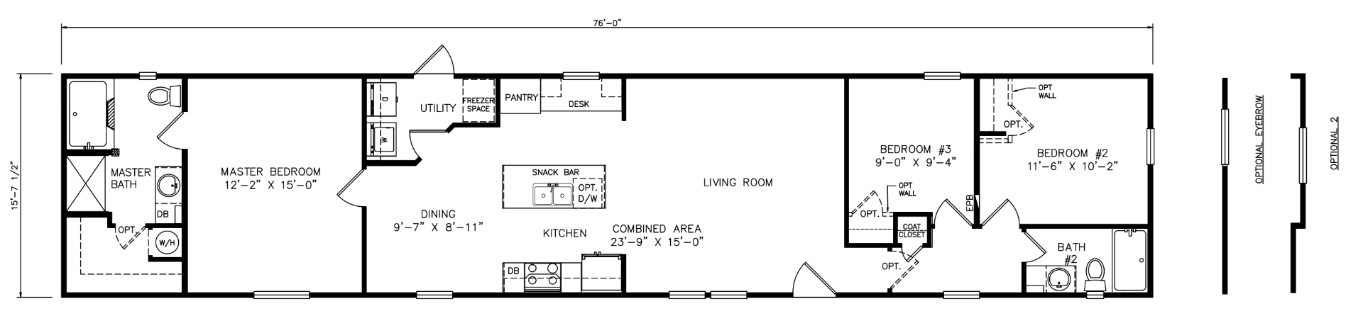 Celeste 3 bedroom singlewide manufactured home floor plan
