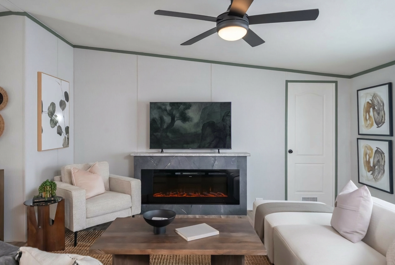 Raíz 3 bedroom doublewide manufactured home living room